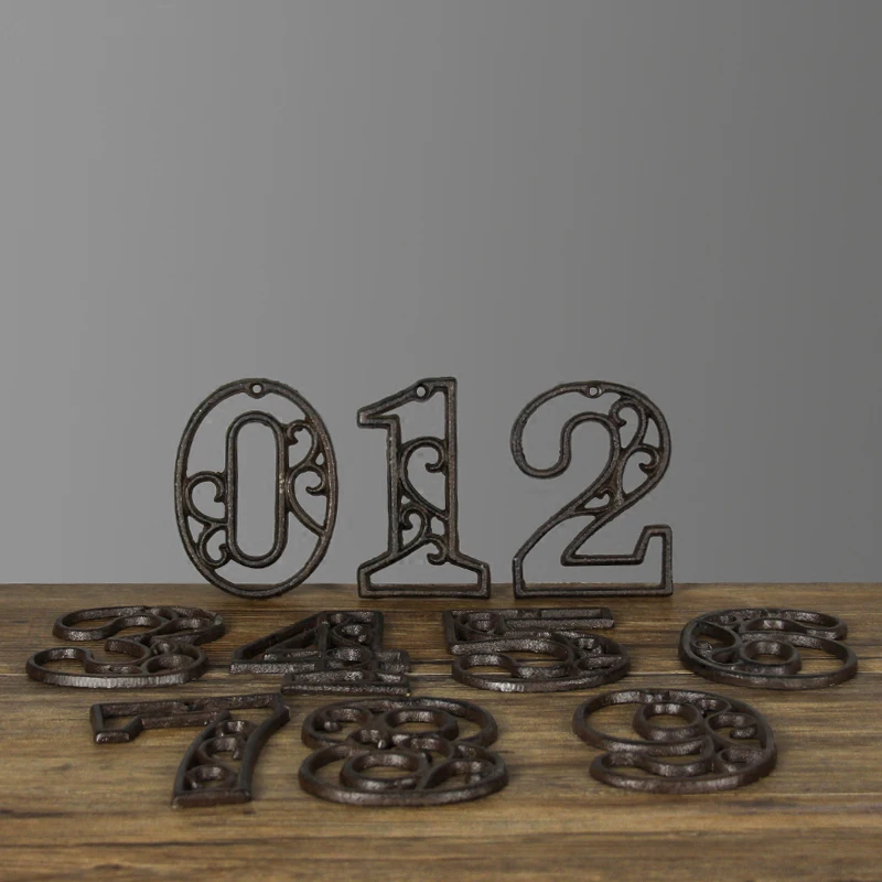 

Antique Style Home Garden Decor Cast Iron Numbers huisnummer zwart numero puerta big numbers house number big