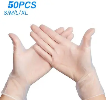 

Disposable PVC Gloves Dishwashing Kitchen Medical Latex Rubber Garden 50PCS Transparent Gloves Universal For Left and Right Hand