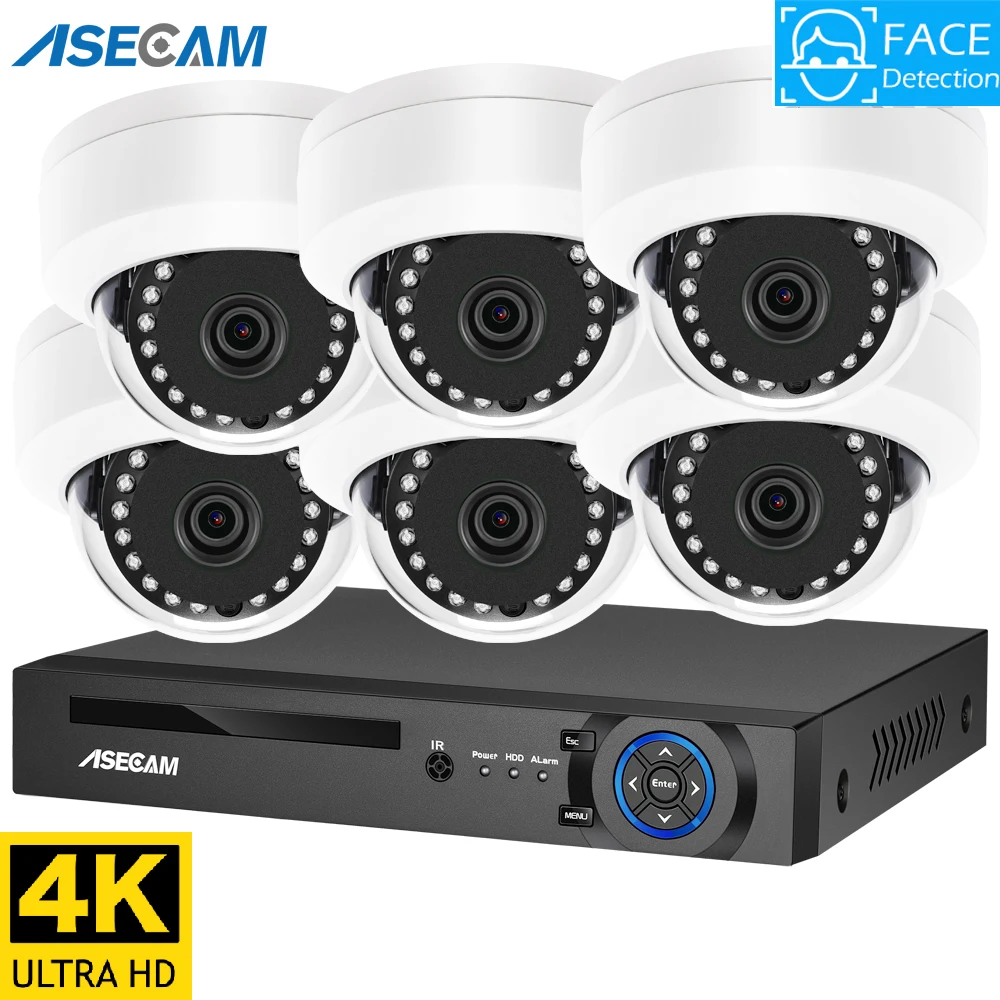 8MP 4K Система ip камера видеонаблюдения с распознаванием лица POE NVR комплект