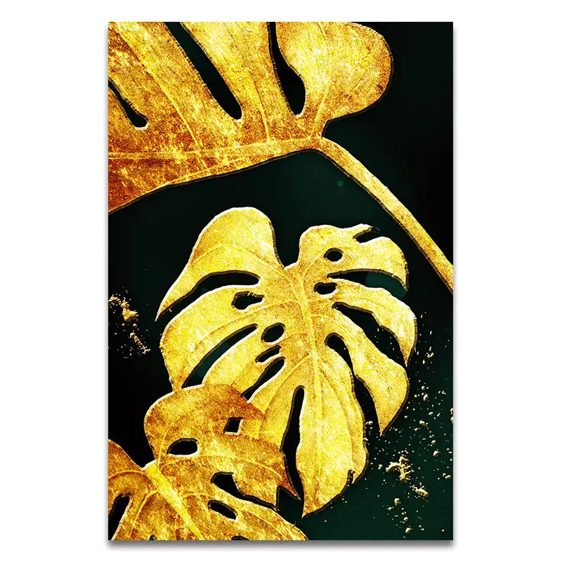 Золотой растительный лист ананаса Цитата Холст Плакат Картина на холсте печать Европейский настенное искусство Гостиная Спальня украшение - Цвет: BW0148-1