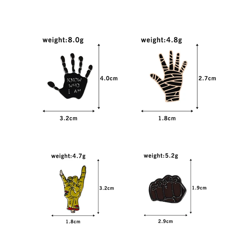 2-4 шт./компл. черный Панк значок Скелет рок ручная обувь Волшебная Шляпа брошка мультфильм эмаль булавки куртки нагрудные булавки сумка Кнопка ювелирные изделия - Окраска металла: 4Pcs Punk hand
