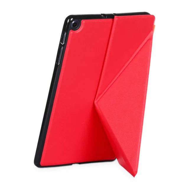 Премиум PU кожаный трансформируемый чехол для Samsung Galaxy Tab A 10,1 SM-T510 SM-T515 10," планшет Funda Capa Чехол+ пленка для экрана+ ручка - Цвет: Красный