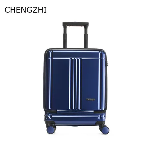 dark blue CHENGZHI, 20 дюймов, деловой чемодан, сумка на колесиках, роскошная, высокое качество, сумка на колесиках для ноутбука, чемодан на колесиках - Цвет: dark blue
