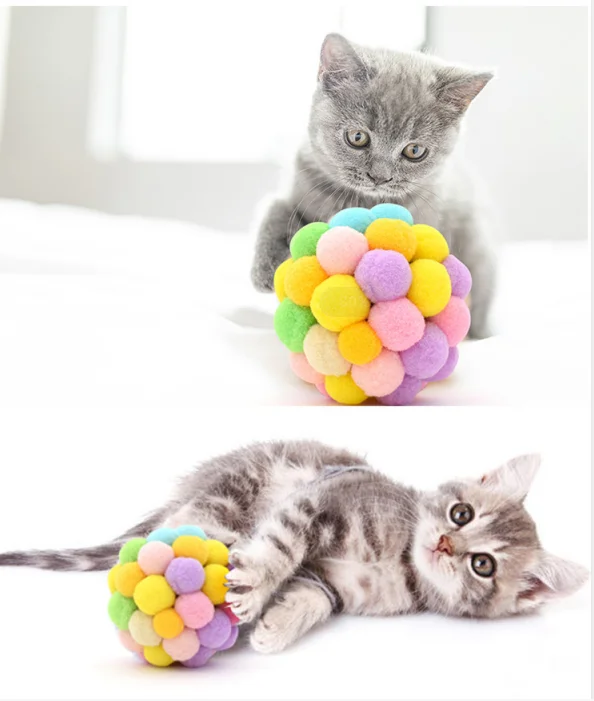 50/100 шт шерстяными помпончиками на тикают cat красочные тикают мяч кошка микро эластичный шар@ 1