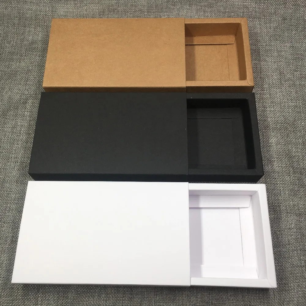 

24Pcs/Lot Cuboid 3 Solid Color Drawer Box Shaped Kraft Paper Boxes Package Box For Cookie Dried Petals Small Handicrafts Gifts