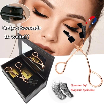 

Magnetic Eyelash Curler With Quantum Soft Magnetic False Eyelashes Set Easy to Wear No Glue Need Waterproof Handmade Lashes