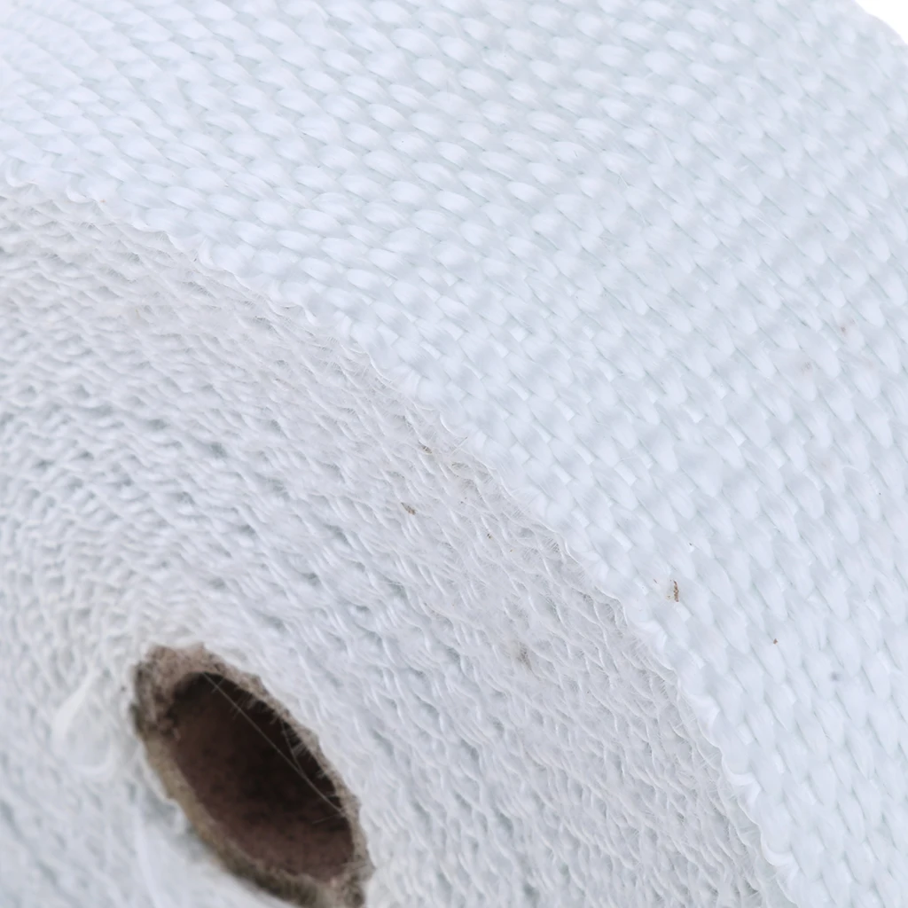 10m*5cm*2mm White Exhaust Header Pipe Wrap Motorcycle Car Manifold & 6 Ties