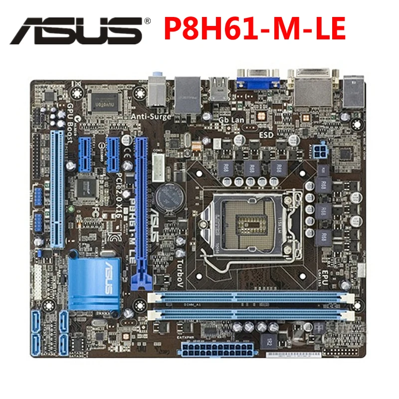 

Оригинальная материнская плата ASUS P8 H61 M, LGA 1155, ASUS P8H61-M LE, разъем uATX DDR3, DVI, VGA, 16 ГБ, для настольного компьютера, б/у