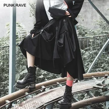 Панк RAVE девушки готк сплошной цвет трапециевидной формы юбки с поясом