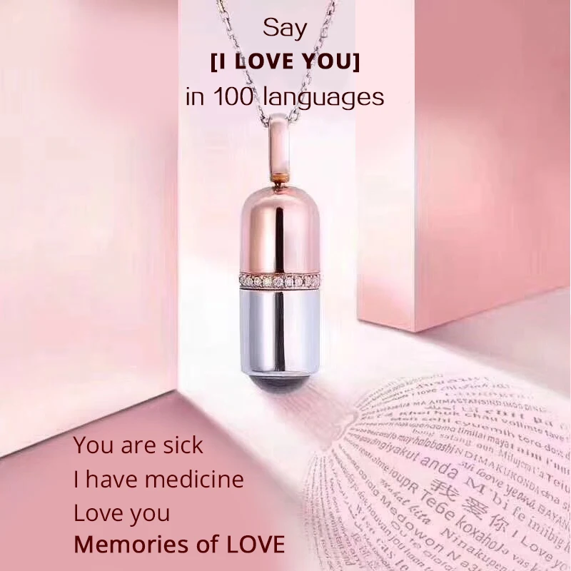 925 стерлингового серебра 100 Язык i Love You проекции розовое золото Цвет ожерелье с