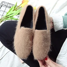 Зимние женские теплые слипоны на плоской подошве водонепроницаемые Мокасины с искусственным мехом Повседневные Плюшевые Мокасины с квадратным носком zapatos mujer N7819L