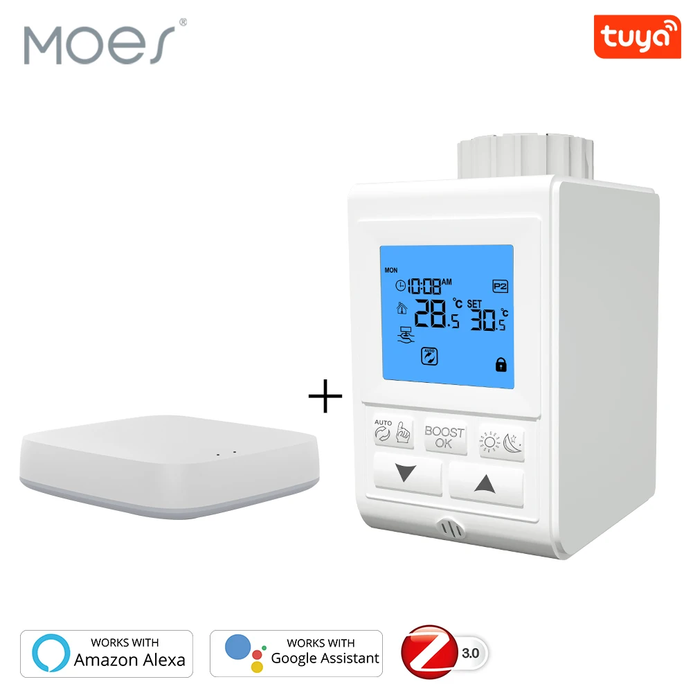 

Smart TRV Thermostatic Radiator Valve Controller Zigbee Thermostat Heater Temperature Voice Control Works with Alexa Google Home