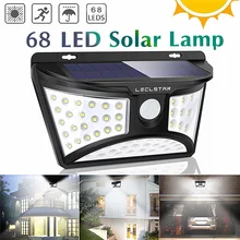 Супер Яркий 68 светодиодный датчик движения на солнечной энергии огни Открытый Уличный настенный аварийный солнечный светильник для украшения сада Водонепроницаемый