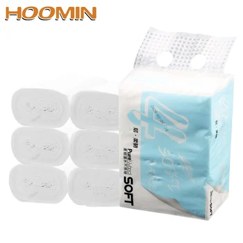 

HOOMIN Hand Towels Tissue Napkin Home Bath Kitchen Tissue Roll Toilet Roll Paper Coreless Toilet Paper 4 Layers 6 Rolls Napkin