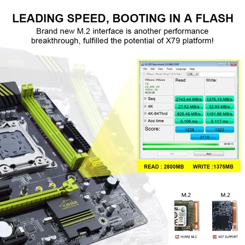 X79 Motherboard 2011 ATX Main Board USB3.0 SATA3.0 PCI-E 16X NVME M.2 SSD support REG ECC memory and E5 CPU processor