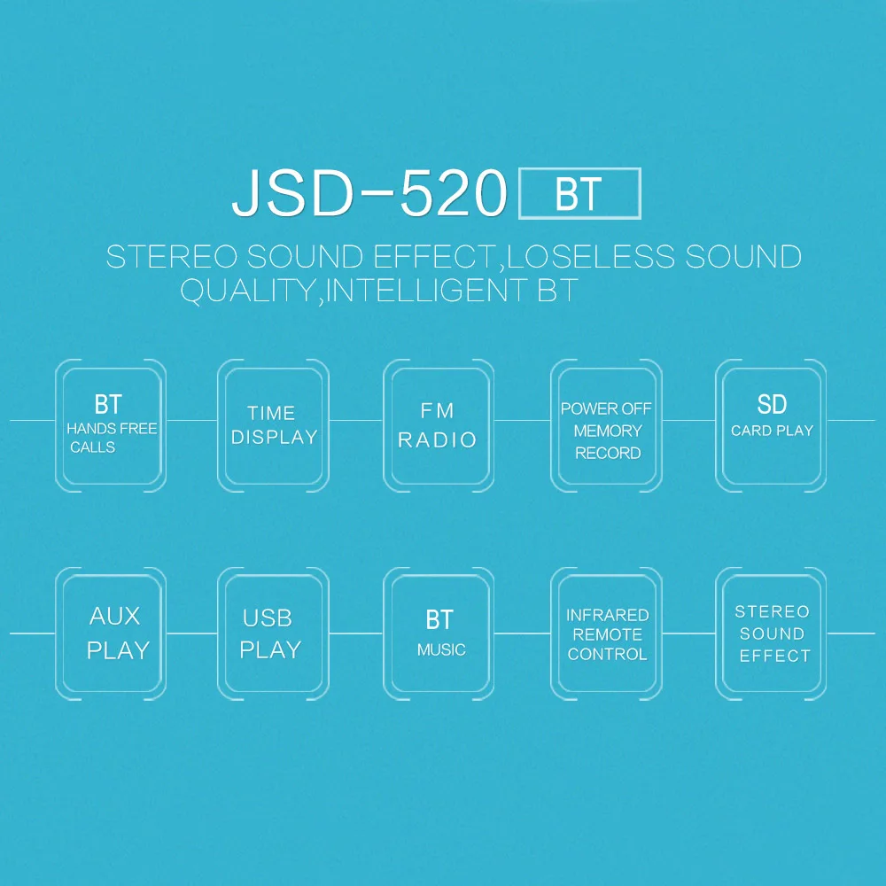 JSD-520 BT автомобильный аудио плеер Автомобильный Радио Стерео Авторадио 12 В в-тире FM Aux вход приемник SD слот для карты USB MP3 WMA