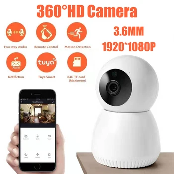 

Wireless WiFi camera HD night vision with mobile phone remote 360 degree panoramic home network monitor set