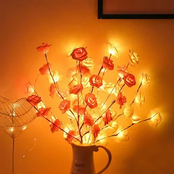 Thrisdar Rose Bloem Led String Light Garland 20Leds Kerstboom Wijnstok Tak Light Vakantie Bruiloft Xmas Fairy Guirlande Licht