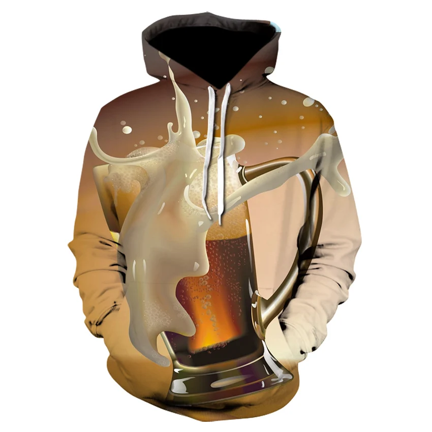 

New hot 3D printed beer Hamburg hip hop casual sweatshirt Hot Fashion Men/Women Streetwear Long Sleeve funny Hoodie men jacket
