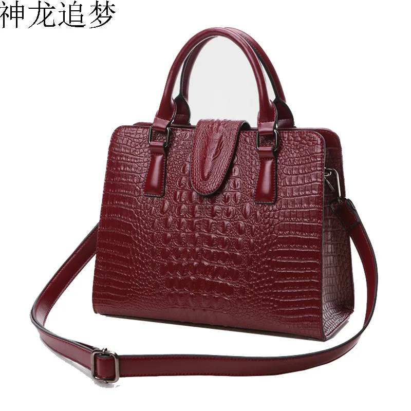 

crocodile pattern Cowhide leather women shell bag Women fashion bag totes handbag women shoulder bag women business bag purse