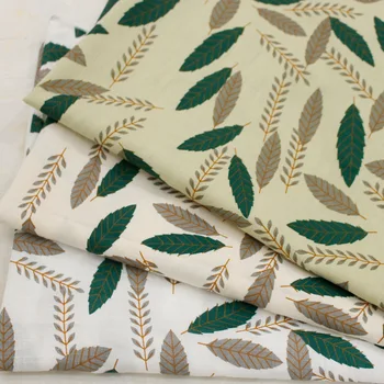 

2020 Spring and Summer New Cotton Leaf Printing Twill Bamboo Washed Cotton Dress Fabric