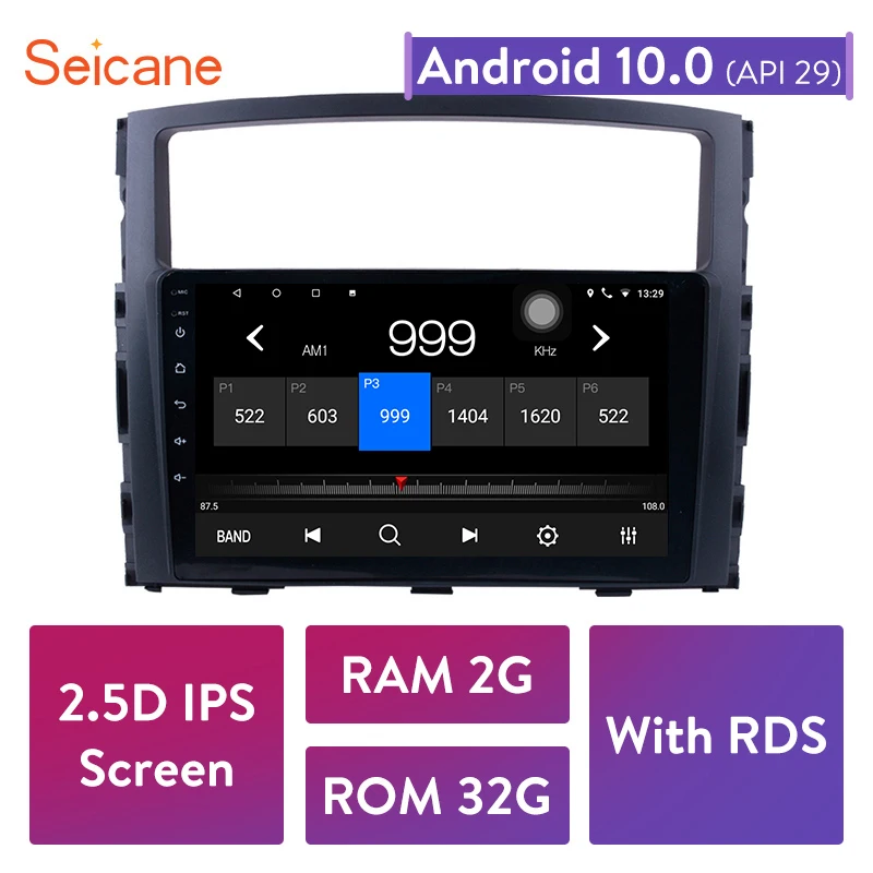 Автомобильный радиоприемник Seicane Android 10 0 HD четырехъядерный 9 дюймов Bluetooth 2Din GPS для