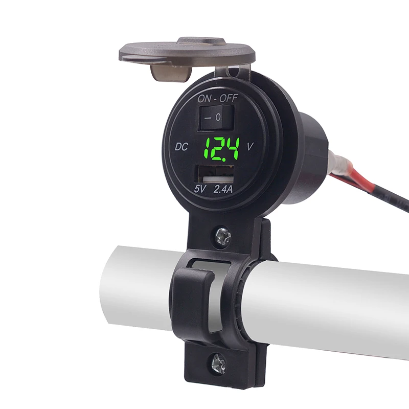 Мотоцикл ATV Quad велосипедный переключатель USB зарядное устройство вольтметр с монтажным кронштейном