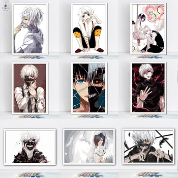 

paint by number art painting by numbers Tokyo Ghoul anime series manga hand-painted color oil painting