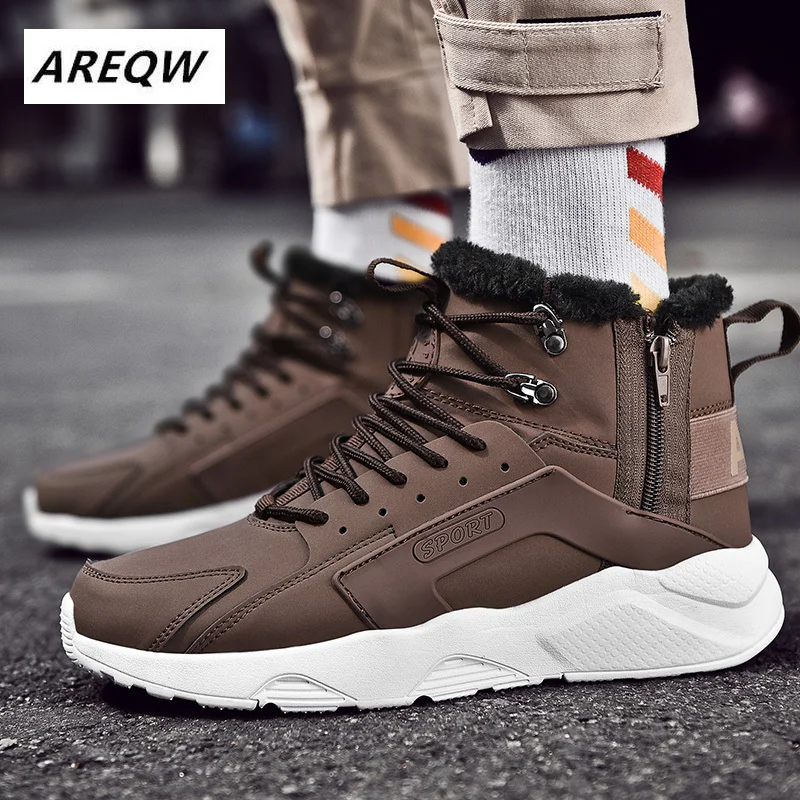 

New Men Boots Winter with Fur Warm Snow Boots Men Winter Boots Work Shoes Men Footwear Fashion Men Sneake Ankle Shoes 39-47