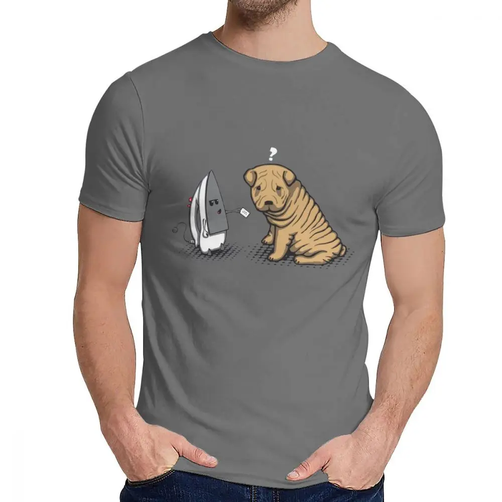 Мужская футболка собака Шарпей Guard Dog из чистого хлопка аниме Crewneck Harajuku уличная футболка - Цвет: Темно-серый
