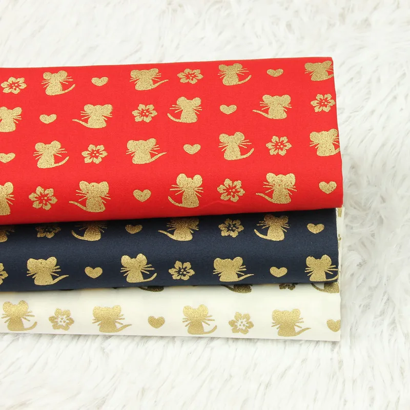 

half yard thin cotton fabric gilt little mouse print handmade DIY mouth gold package bag tissue 100% cotton CR-69