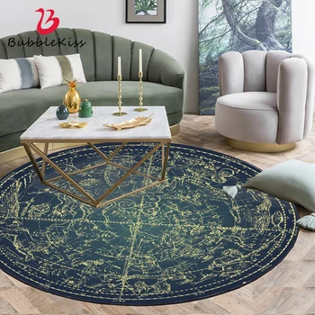

Bubble Kiss Round Carpet Dark Green Rug Home Fashion Floor Mat Modern Abstract Art Rugs And Carpets For Living Room Anti-Static