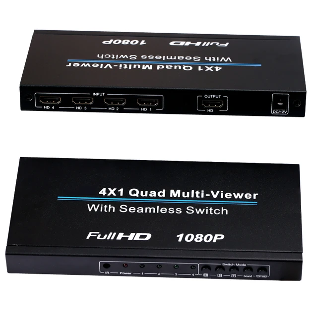 $53.66 4x1 Multiviewer HDMI-compatible 4 Input 1 Output Monitor Quad Multi-viewer 1080P Audio Video Converter 4 Screens Seamless Switch