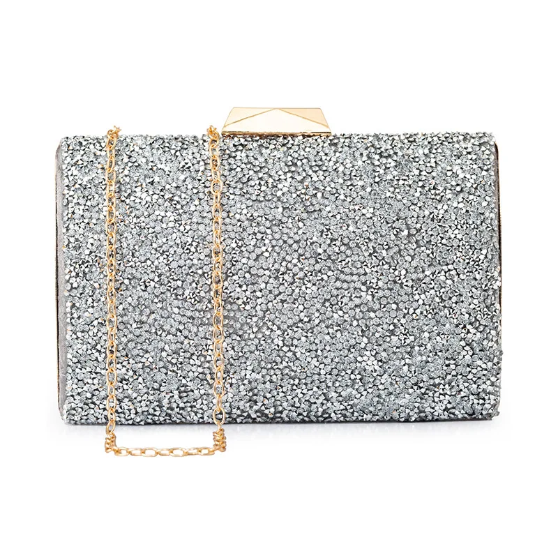 Luxy Moon Silver Sequin Clutch Bag Front View