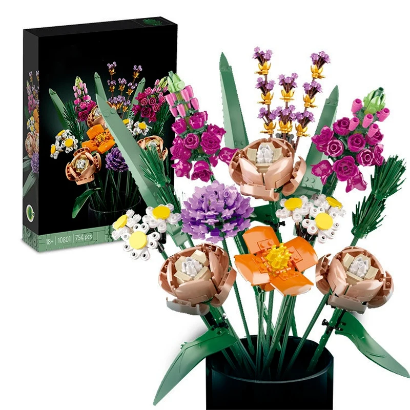 Fomantic Flower 10289 Bird Of Paradise Bouquet Rose Building Block Mattoni Giocattolo Fai Da Te In Vaso Illustrazione Vacanza Fidanzata Regalo