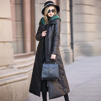 

Genuine Leather Jacket Sheepskin Duck Down Winter Coat Women Long Leather Jacket for Womens Clothing Veste Femme 173340 YY807