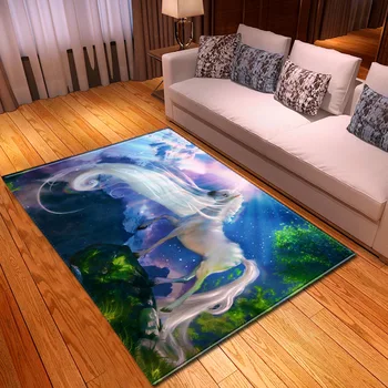

Cartoon 3D Unicorn Large Carpets for Living Room Bedroom Area Rugs Kids Play Floor Mat/Rug Soft Flannel Gift for children Carpet