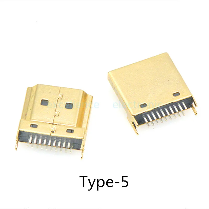 5-Pack HDMI HD Interface Connector - Vertical Right Angle SMD Socket