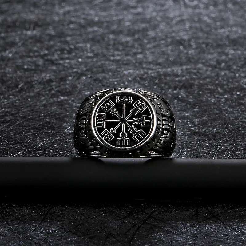 

Odin Helm of Awe Norse Ring Aegishjalmur Stainless Steel Rings Men's Viking Amulet Jewelry