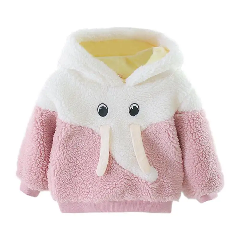 Лидер продаж; пальто для маленьких девочек; изящный дизайн; зимнее флисовое пальто с длинными рукавами и рисунком для маленьких девочек; теплое хлопковое милое повседневное пальто - Цвет: Розовый