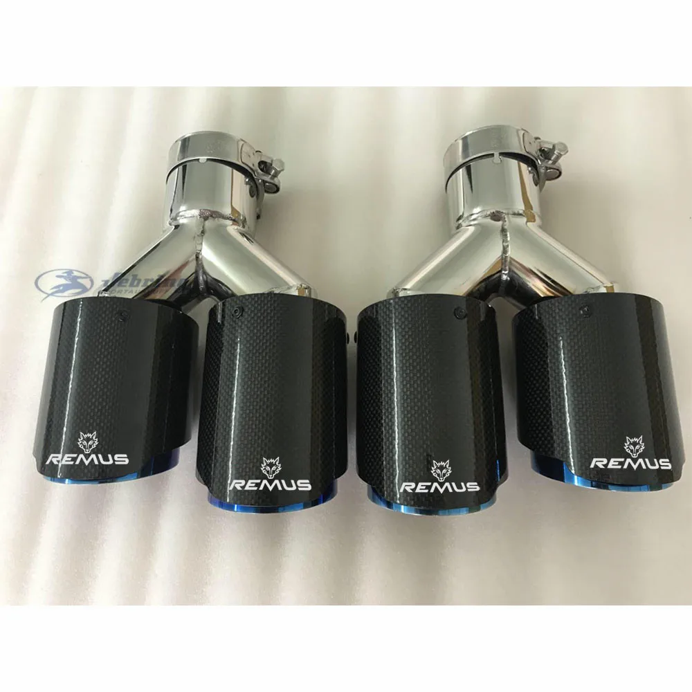 US $85.08 2pcs Left And Right Car Modification Remus For Mk7 Universal Dual Blue Automobile Exhaust Pipe Muffler Tip 3 Series W222 E70
