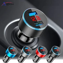 Cargador de coche Mini USB para iPhone XR 11, cargador de teléfono rápido para coche, carga rápida con pantalla LED 3.1A, cargador de teléfono Dual USB para coche