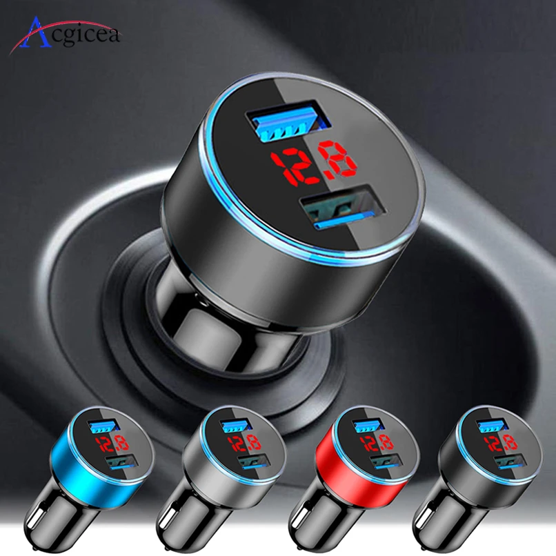 Mini USB Car Charger For iPhone XR 11 Fast Car Phone Chargers Fast Charging With LED Display 3.1A Dual USB Phone Charger in car auto usb charger