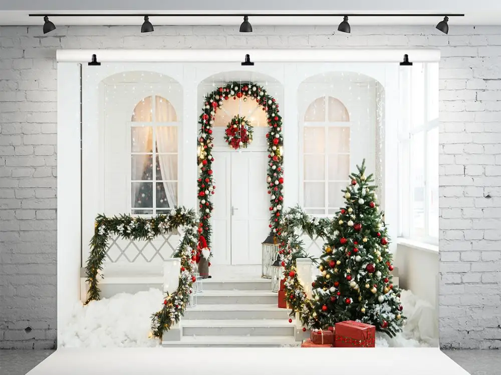 

"Kate 7x5ft White Christmas Photography Backdrop Door Background Photography Backdrops Tree Photo Backdrop "