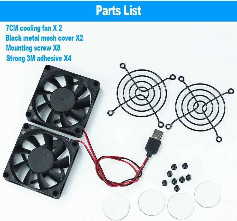 Маршрутизации радиатор, USB 7 см DC 5 V dual fan серебристый сетчатый радиатор, rt-ac68u/EX6200/AC15