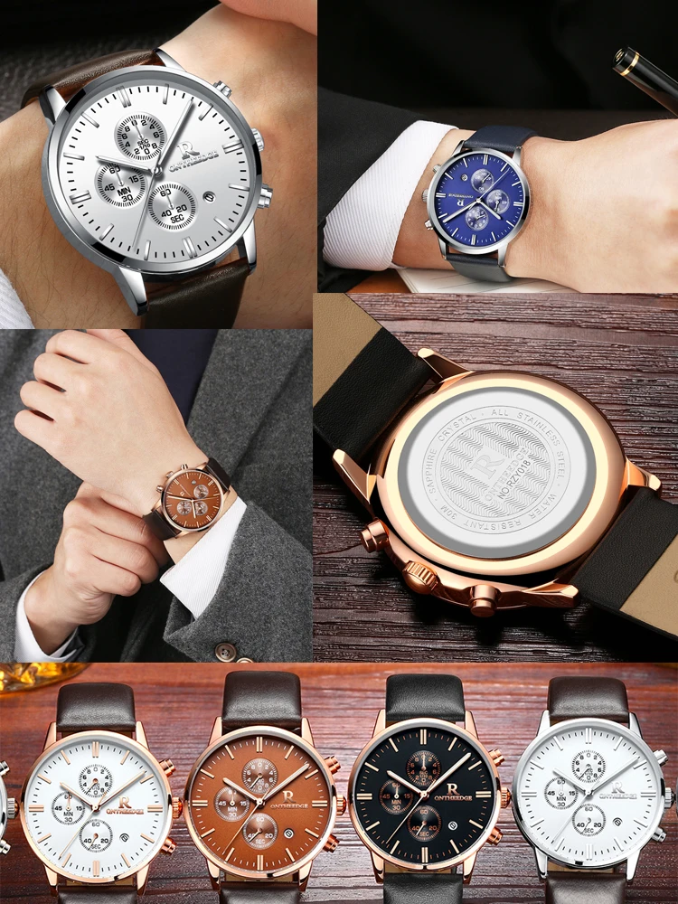 top luxury brand mens wrist watches hot fashion analog quartz watch for men waterproof chronograph sports wristwatches man clock male real leather strap Relogio Masculino (37)