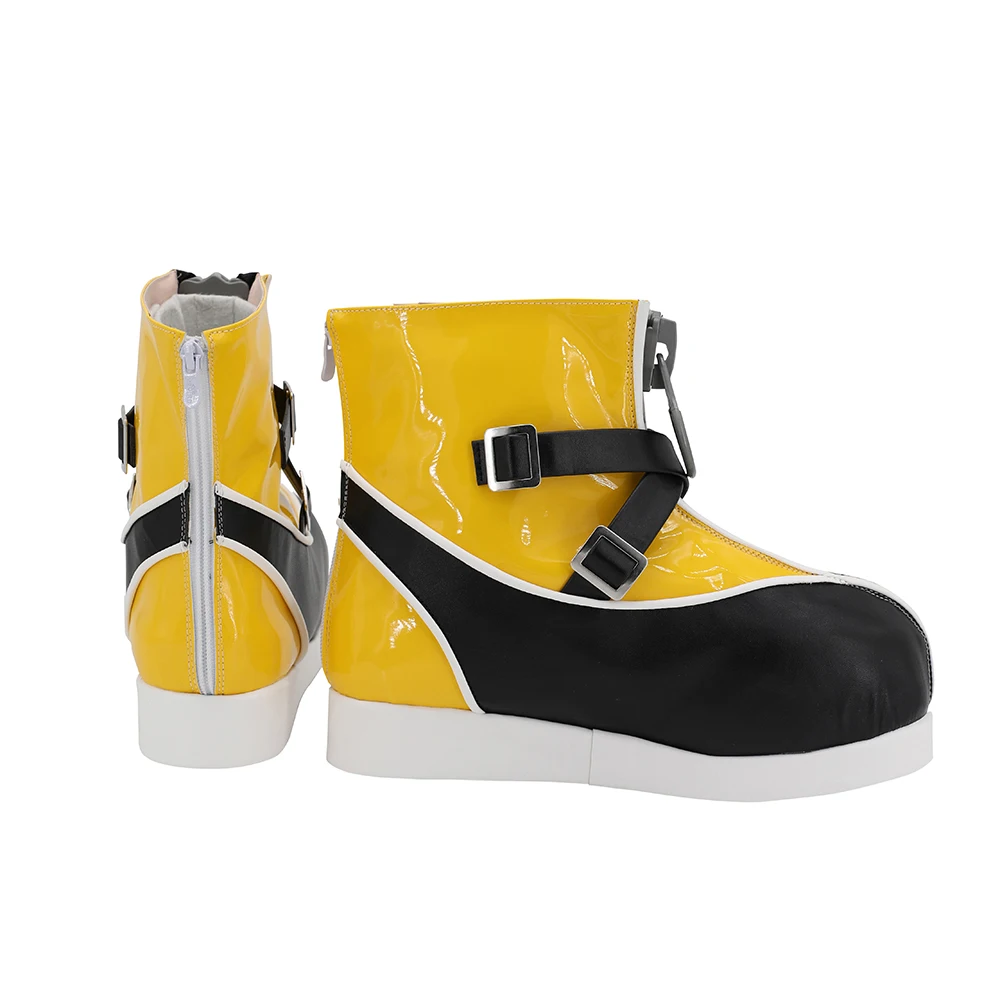 Kingdom Hearts Sora Cosplay Boots Sora Yellow Shoes with Zipper Cosplay Custom Made Any Size (4)