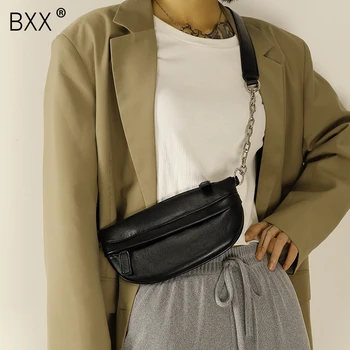 

[BXX] Soft PU Leather Crossbody Bags For Women 2020 Summer Solid Color Shoulder Handbags Female Travel Waist Chest Bag HN182