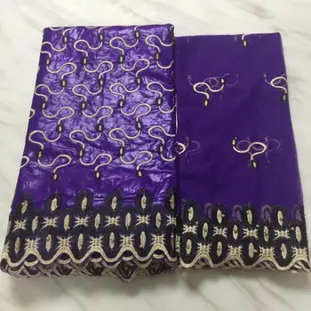 

2019 Purple and gold african bazin riche getzner with stones high quality african gele headtie for wedding 5+2yards/lot