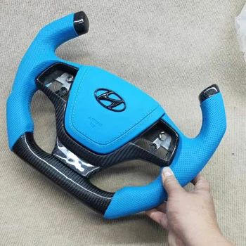 

Racing Cuatomized Trim Real Carbon Fiber Sports Steering Wheel Alcantara Leather compatible for Hyundai Elantra IX35 2016-2020